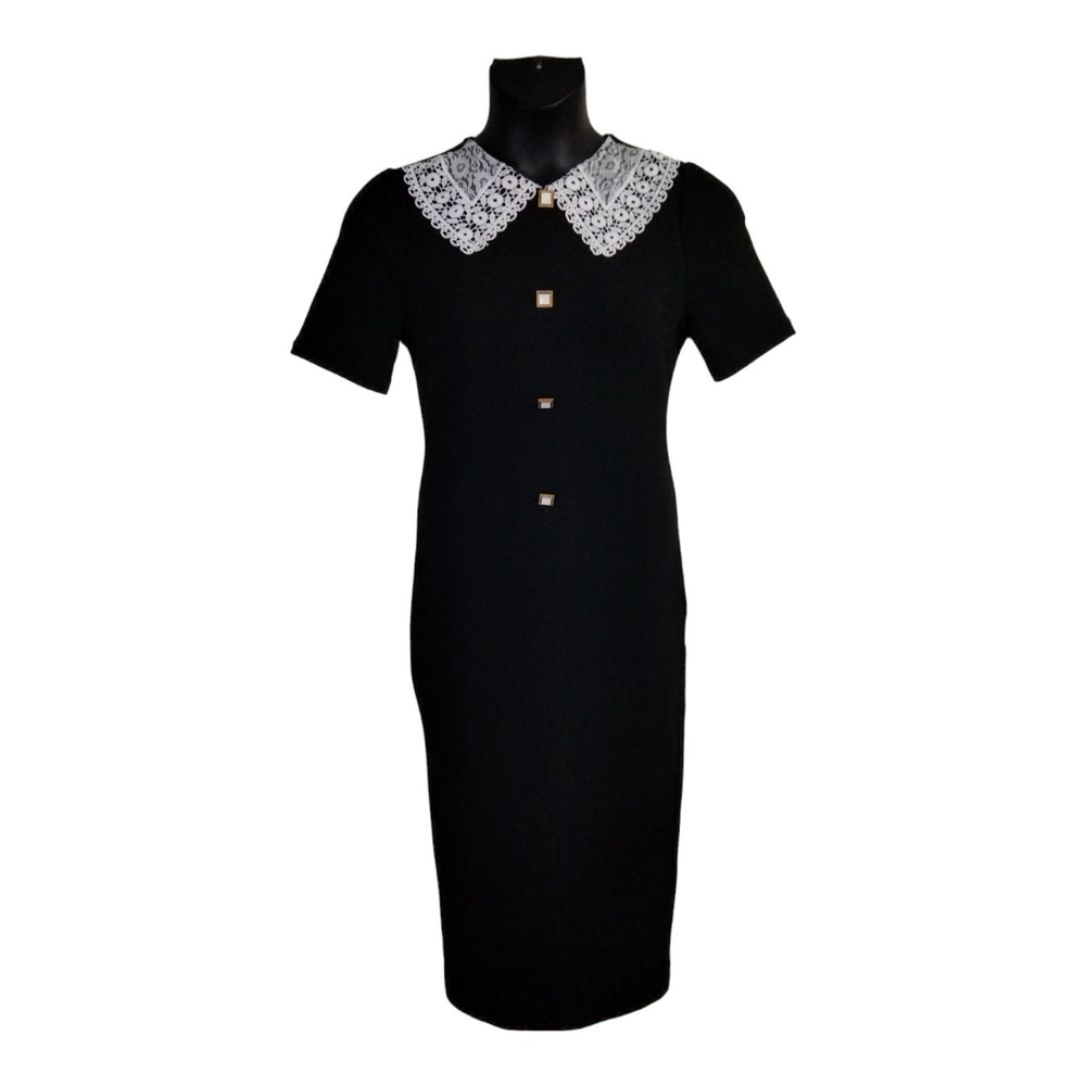 SHEIN Women's M Dress Black White Collar Wednesday  Adams Jury Halloween Gold